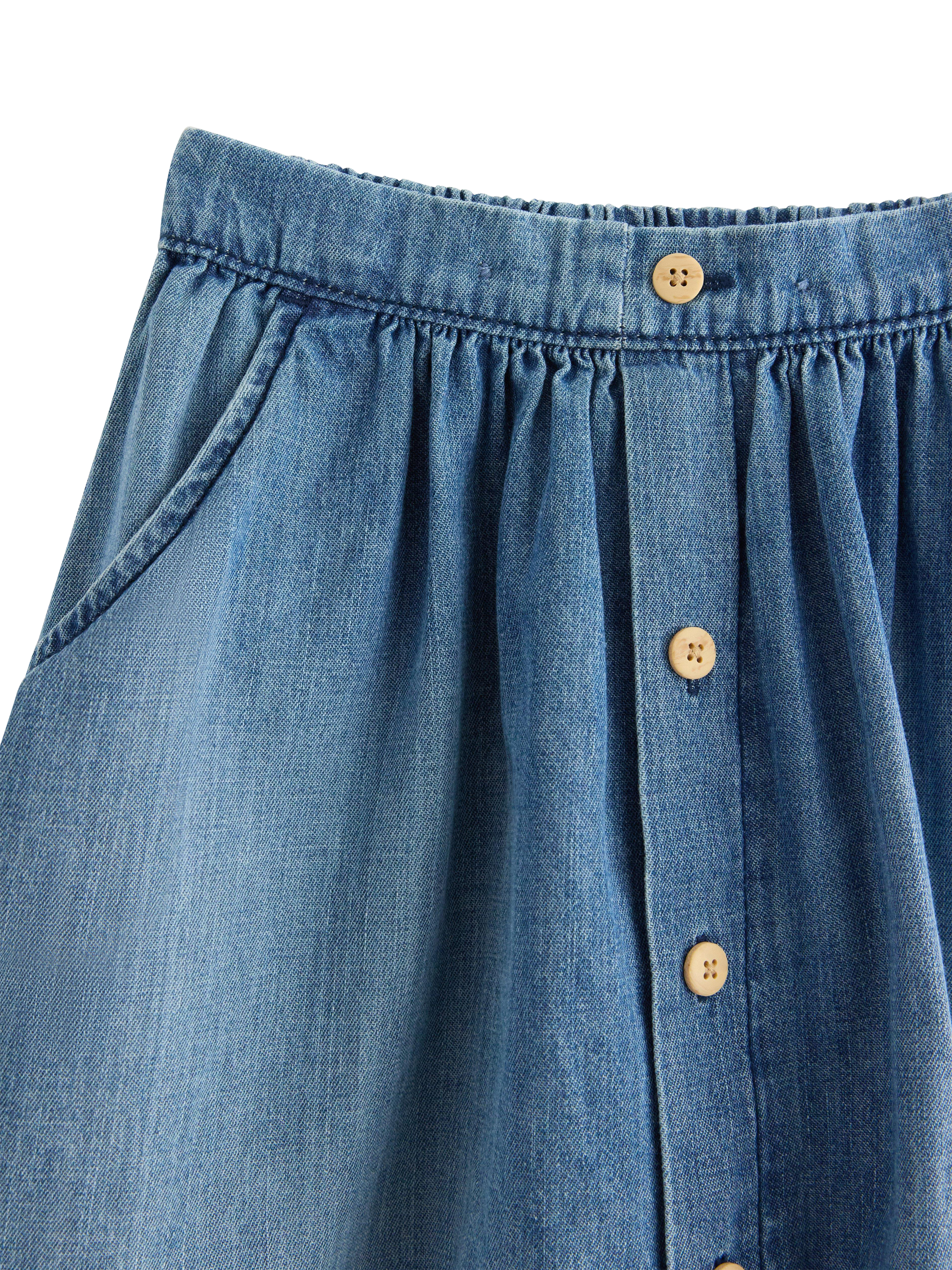 Product image 6 of 6, which shows Lindex Kids' A-Line Button Skirt, Denim, 7-8 years