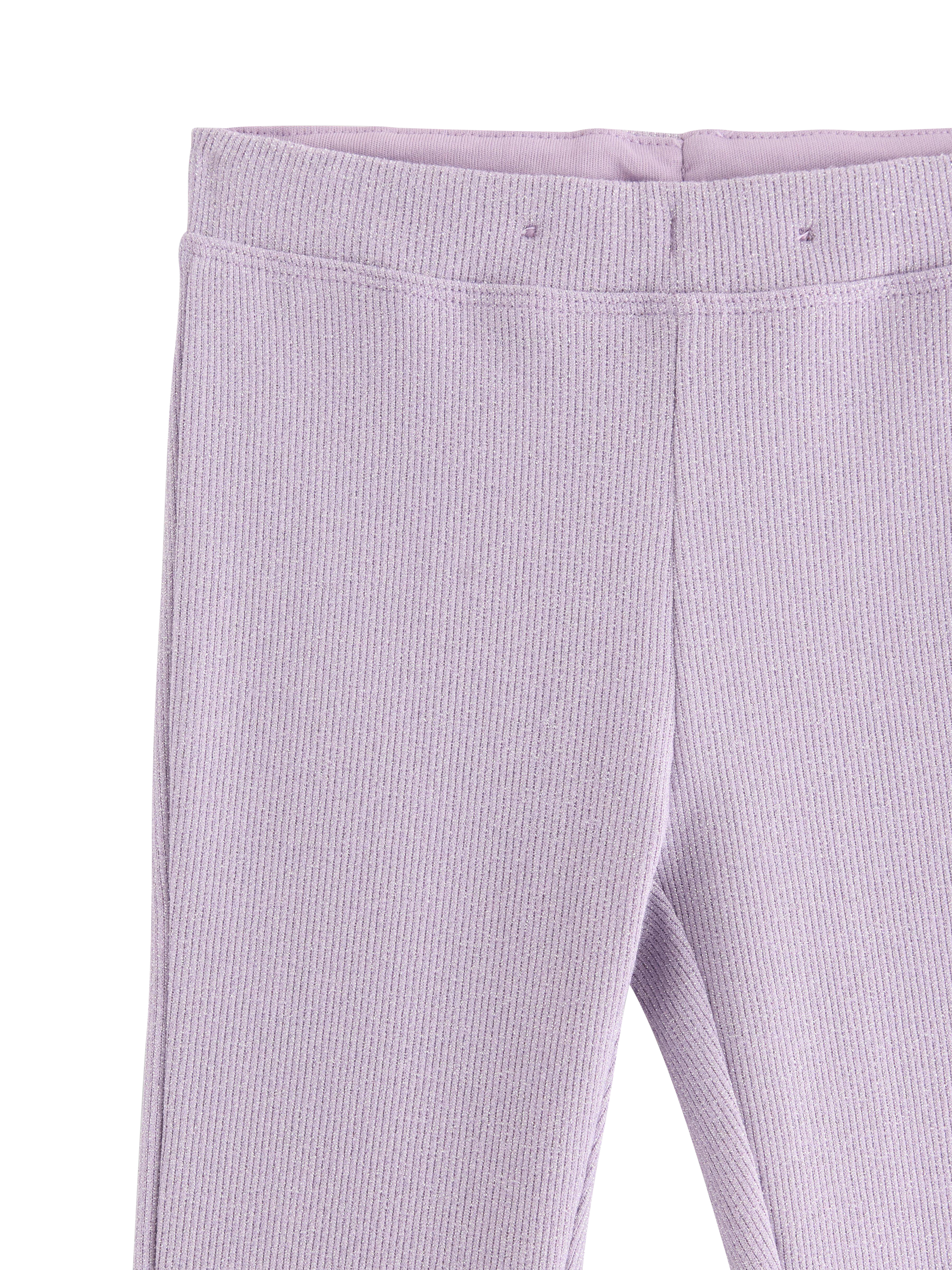 Product image 3 of 3, which shows Lindex Kids' Cotton Blend Flared Leggings, Lilac, 5-6 years