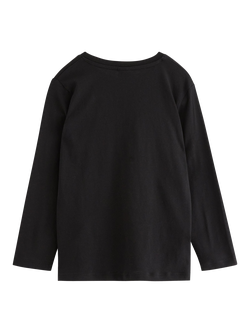 Lindex Kids' Cotton Long Sleeved Glow In The Dark T-Shirt, Black - view 2, Black