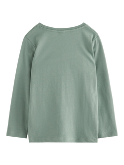 Lindex Kids' Cotton Long Sleeved Truck Print T-Shirt, Light Dusty Green - view 2, Light Dusty Green