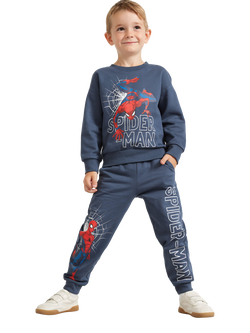 Lindex Kids' Cotton Spiderman Joggers, Dark Blue, Dark Blue