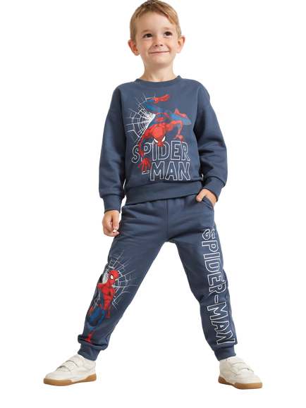 Lindex Kids' Cotton Spiderman Joggers, Dark Blue, Dark Blue