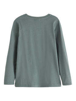 Lindex Kids' Cotton Long Sleeved Minecraft T-Shirt, Dusty Green - view 2, Dusty Green