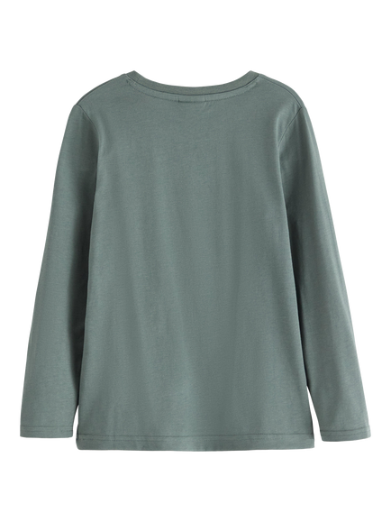 Lindex Kids' Cotton Long Sleeved Minecraft T-Shirt, Dusty Green - view 2, Dusty Green