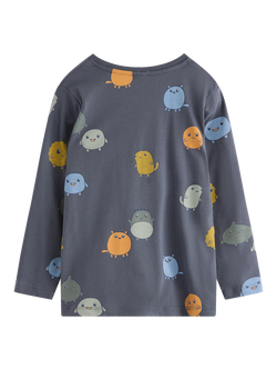 Lindex Kids' Cotton Long Sleeved Printed T-Shirt, Dark Grey - view 2, Dark Grey