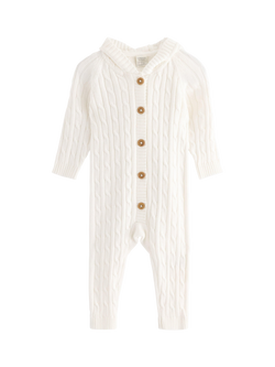Lindex Baby Pure Cotton Indoor Overall Bodysuit, Light Dusty White, Light Dusty White