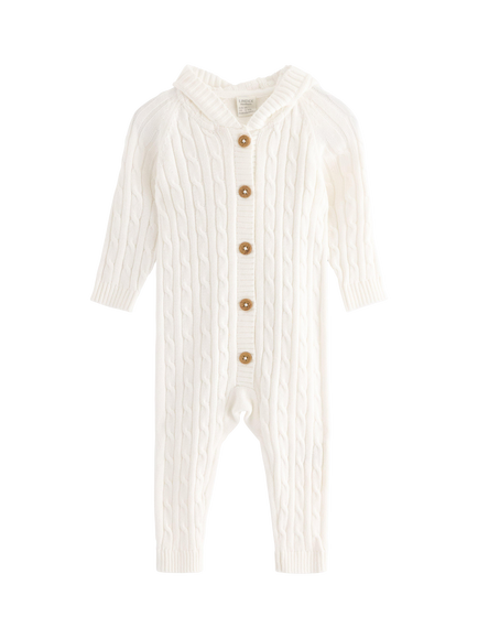 Lindex Baby Pure Cotton Indoor Overall Bodysuit, Light Dusty White, Light Dusty White