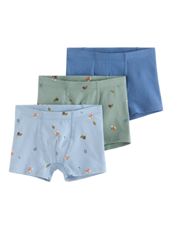 Lindex Kids' Cotton Blend Boxer Shorts, Pack of 3, Light Dusty Blue/Multi, Light Dusty Blue/Multi