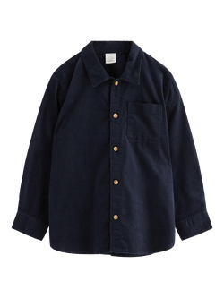 Lindex Kids' Corduroy Long Sleeve Shirt, Dark Navy, Dark Navy