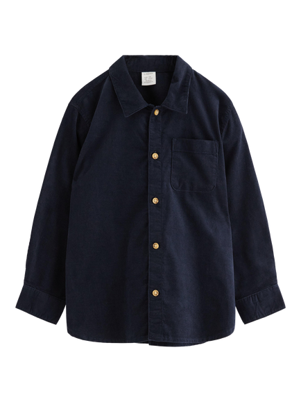 Lindex Kids' Corduroy Long Sleeve Shirt, Dark Navy, Dark Navy