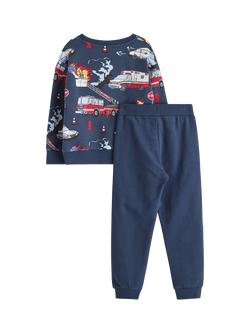Lindex Kids' Cotton Top and Trousers Set, Dark Blue - view 2, Dark Blue