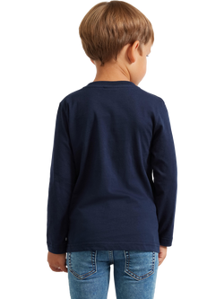 Lindex Kids' Cotton Sequin Spiderman T-Shirt, Dark Navy - view 2, Dark Navy