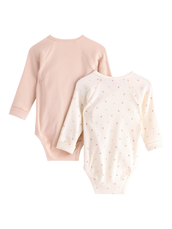 Lindex Baby Ribbed Wrap Bodysuits, Pack of 2, Light Pink - view 2, Light Pink
