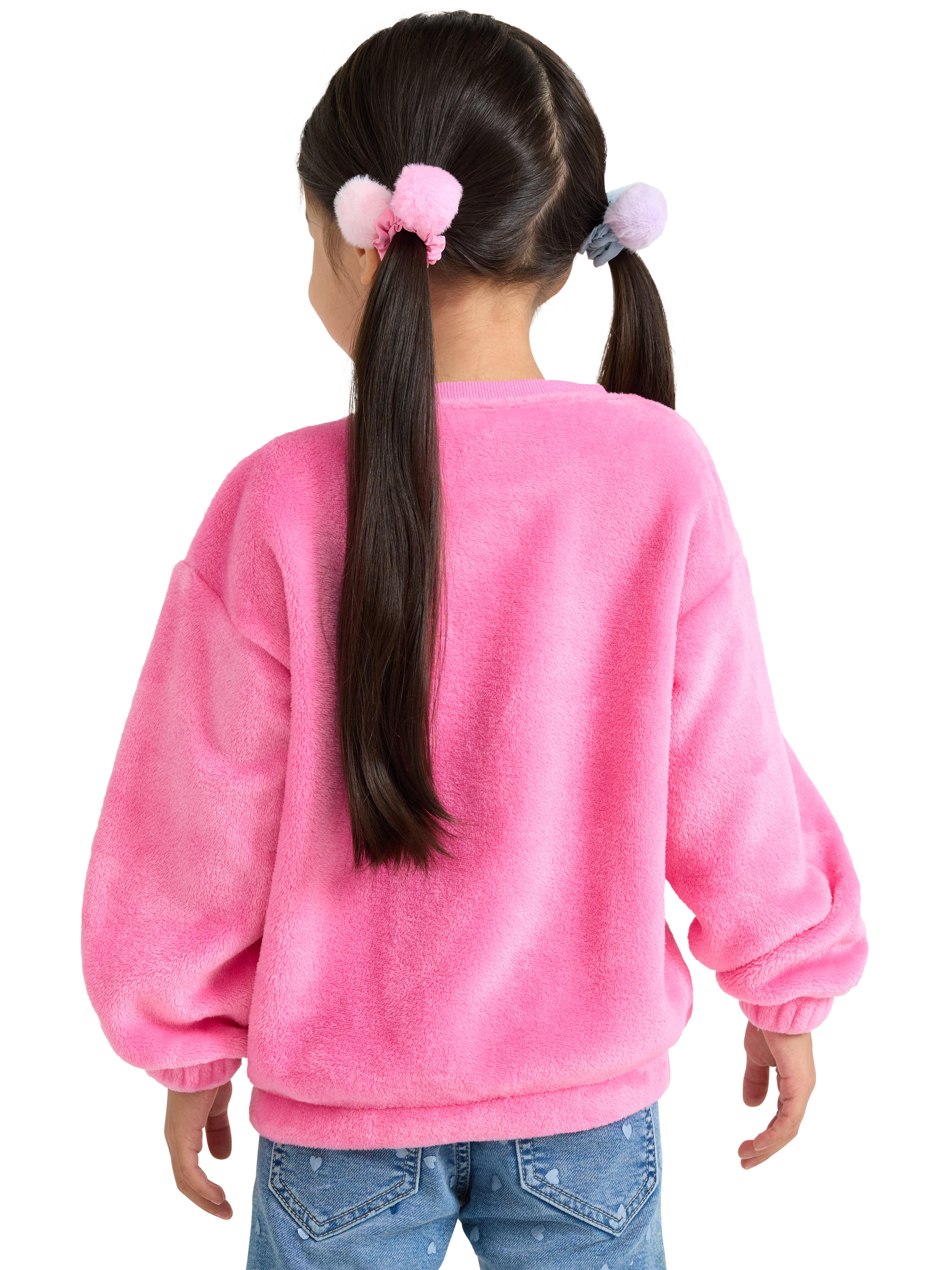 Product image 2 of 6, which shows Lindex Kids' Crew Neck Sequin Sweatshirt, Pink, 6-7 years