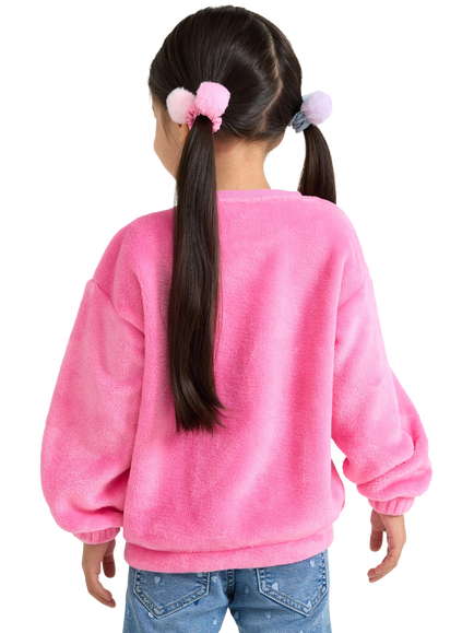Lindex Kids' Crew Neck Sequin Sweatshirt, Pink - view 2, Pink