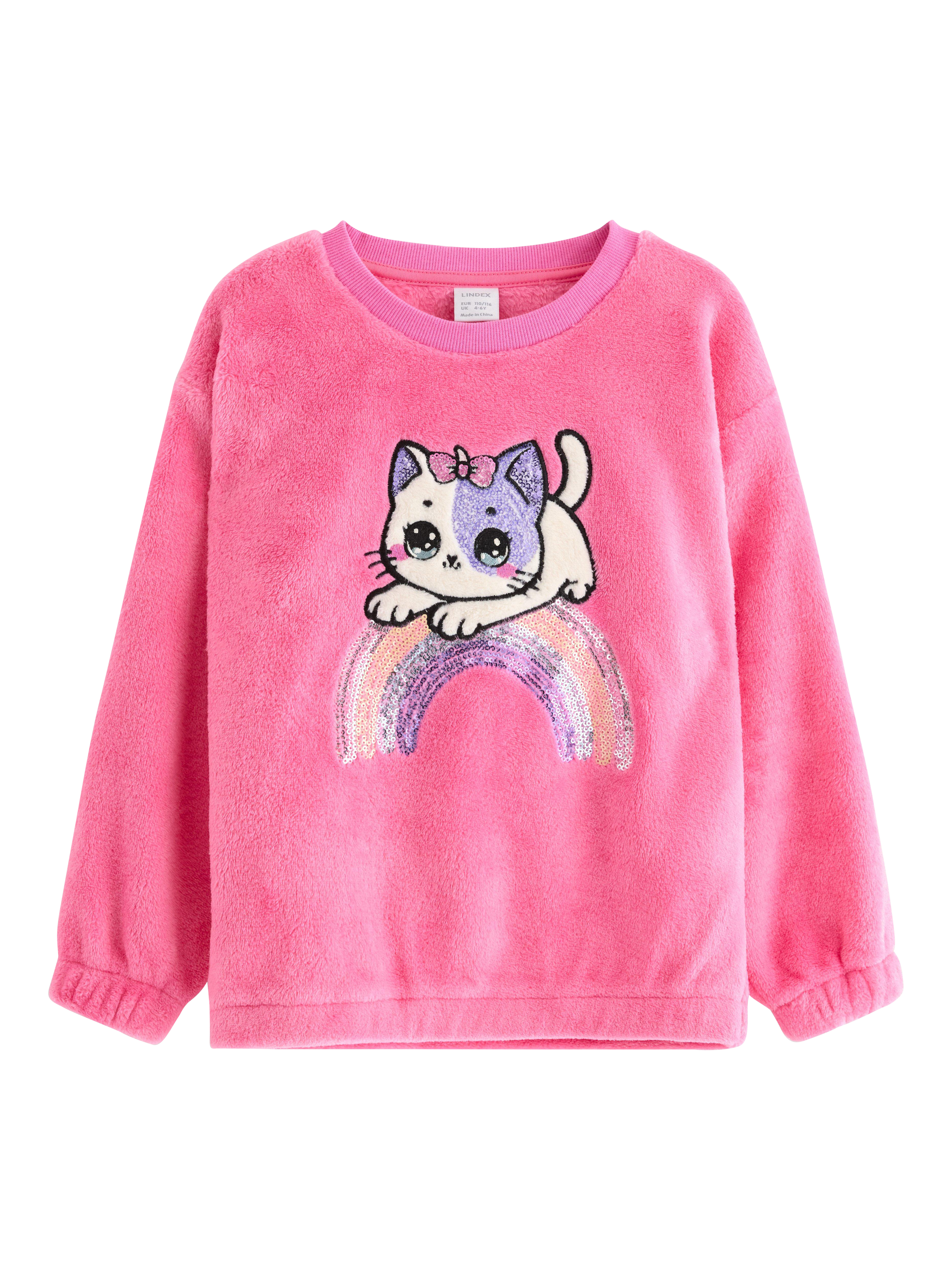 Product image 4 of 6, which shows Lindex Kids' Crew Neck Sequin Sweatshirt, Pink, 6-7 years