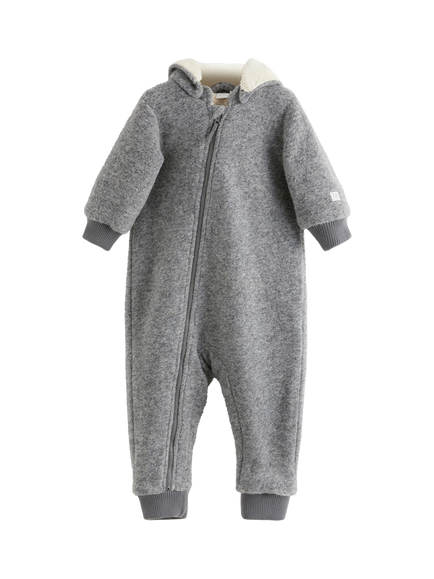 Lindex Baby Wool Blend Outdoor Bodysuit, Light Grey Melange, Light Grey Melange