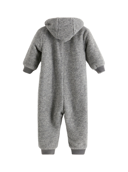 Lindex Baby Wool Blend Outdoor Bodysuit, Light Grey Melange - view 2, Light Grey Melange