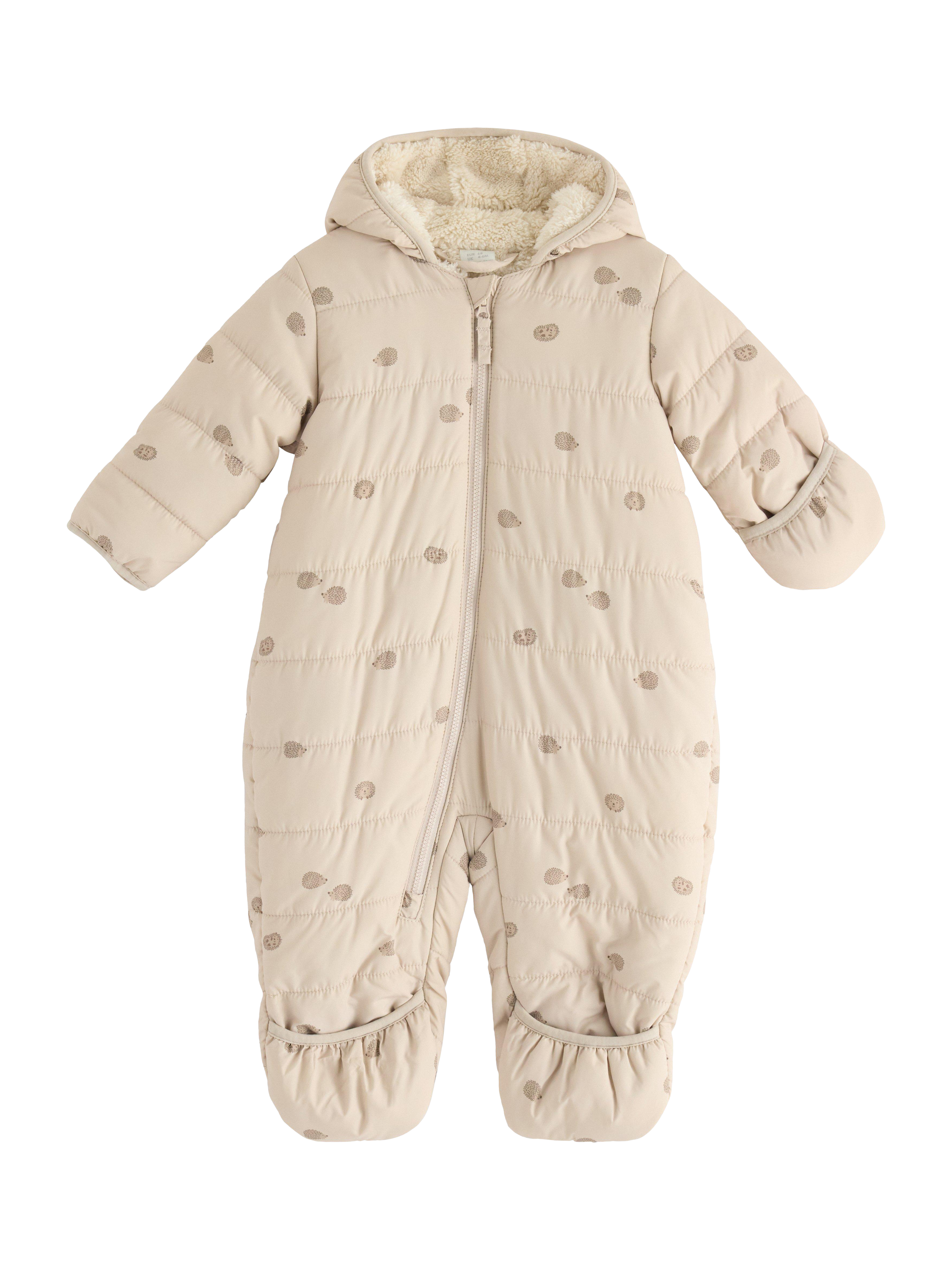 Product image 1 of 3, which shows Lindex Baby Hooded Snow Suit, Light Beige, 2-4 months