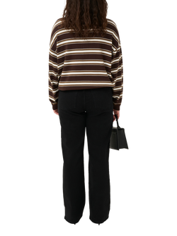 Gestuz Paige Stripe Polo Top, Molé/Drk Beech/Egret - view 2, Molé/Drk Beech/Egret