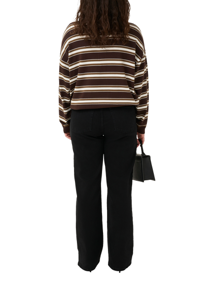 Gestuz Paige Stripe Polo Top, Molé/Drk Beech/Egret - view 2, Molé/Drk Beech/Egret