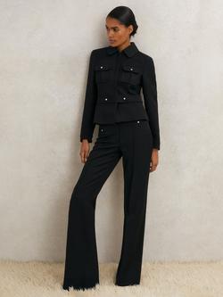 Reiss Atelier Vesta Belted Pure Wool Jacket, Black - view 2, Black