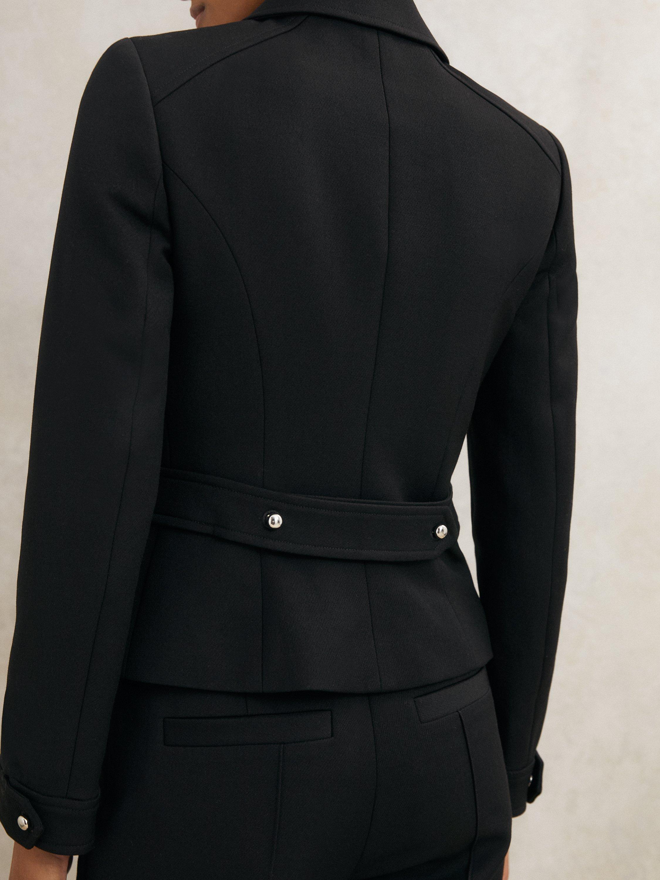Product image 5 of 5, which shows Reiss Atelier Vesta Belted Pure Wool Jacket, Black, 6