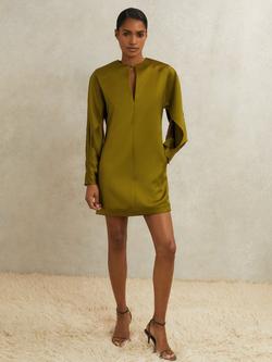Reiss Mia Atelier Satin Turn-Lock Mini Dress, Green, Green