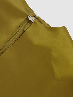 Reiss Mia Atelier Satin Turn-Lock Mini Dress, Green - view 2, Green