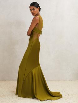 Reiss x Atelier Opi Satin Maxi Dress, Green, Green