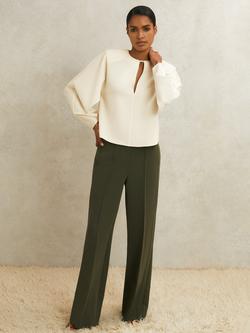 Reiss Luella Atelier Crepe Turn-Lock Top, Cream, Cream