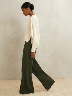 Reiss Luella Atelier Crepe Turn-Lock Top, Cream - view 2, Cream