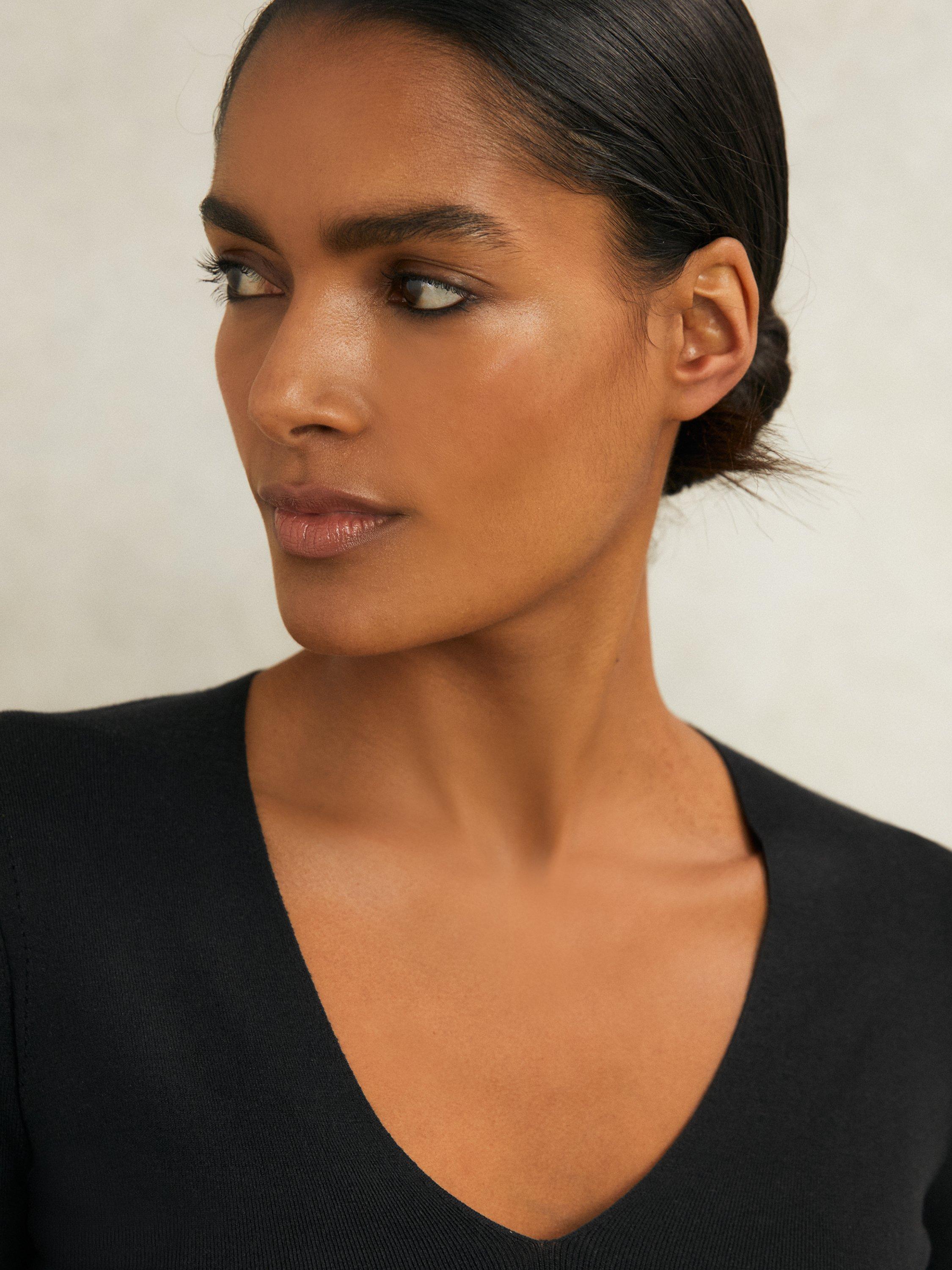 Product image 4 of 5, which shows Reiss Atelier Maeve Silk Rich Knit Top, Black, XS