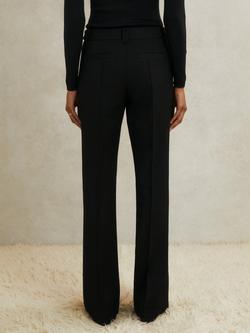 Reiss Atelier Athena Stud Flared Pure Wool Trousers - view 2, Black