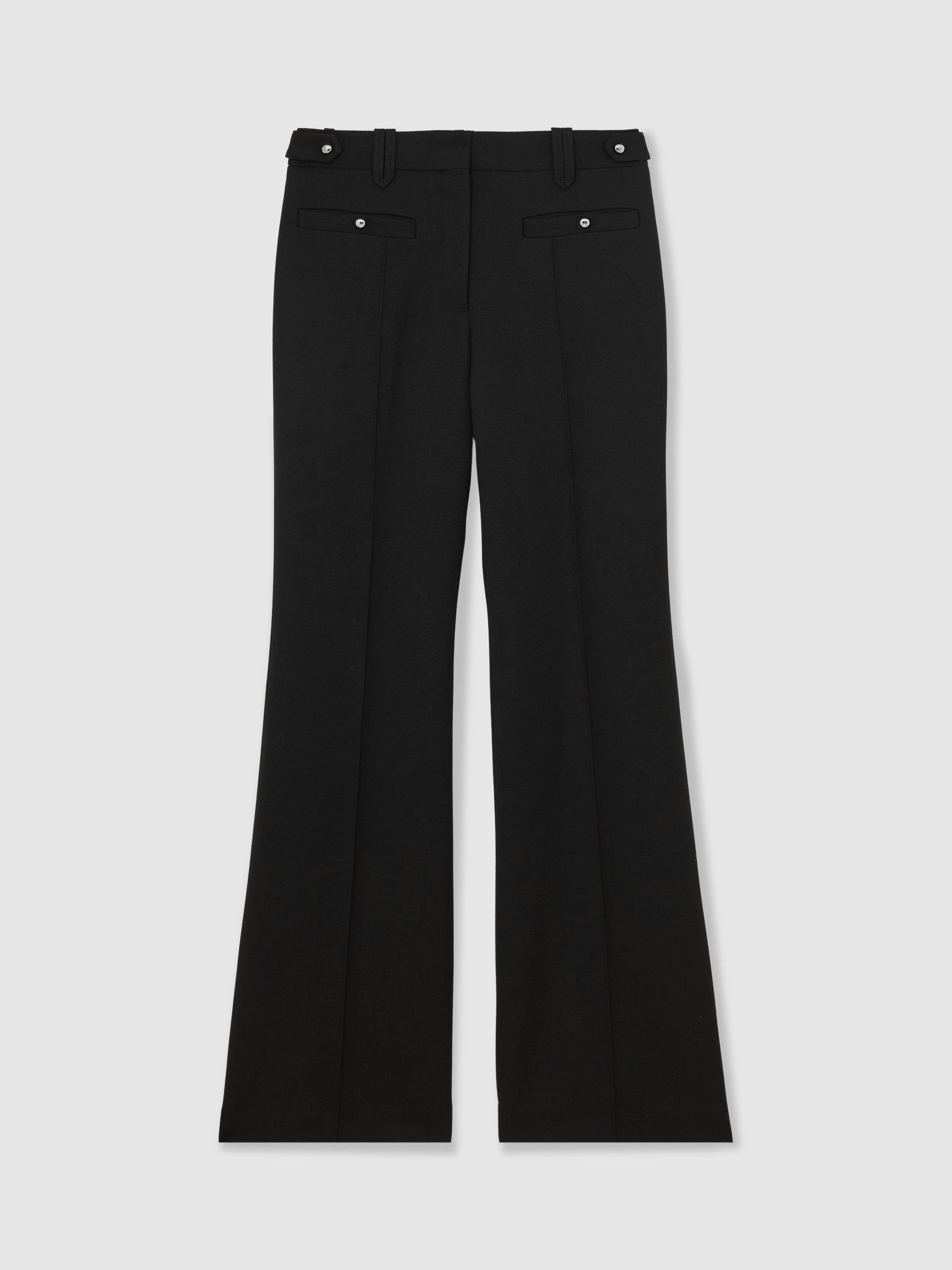 Product image 3 of 5, which shows Reiss Atelier Athena Stud Flared Pure Wool Trousers, Black, 6