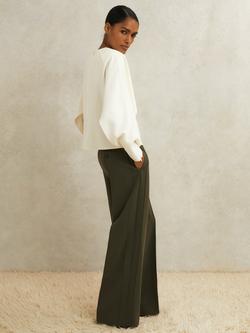 Reiss Atelier Soliel Wide Leg Trousers, Khaki, Khaki
