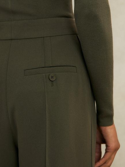 Reiss Atelier Soliel Wide Leg Trousers, Khaki - view 2, Khaki