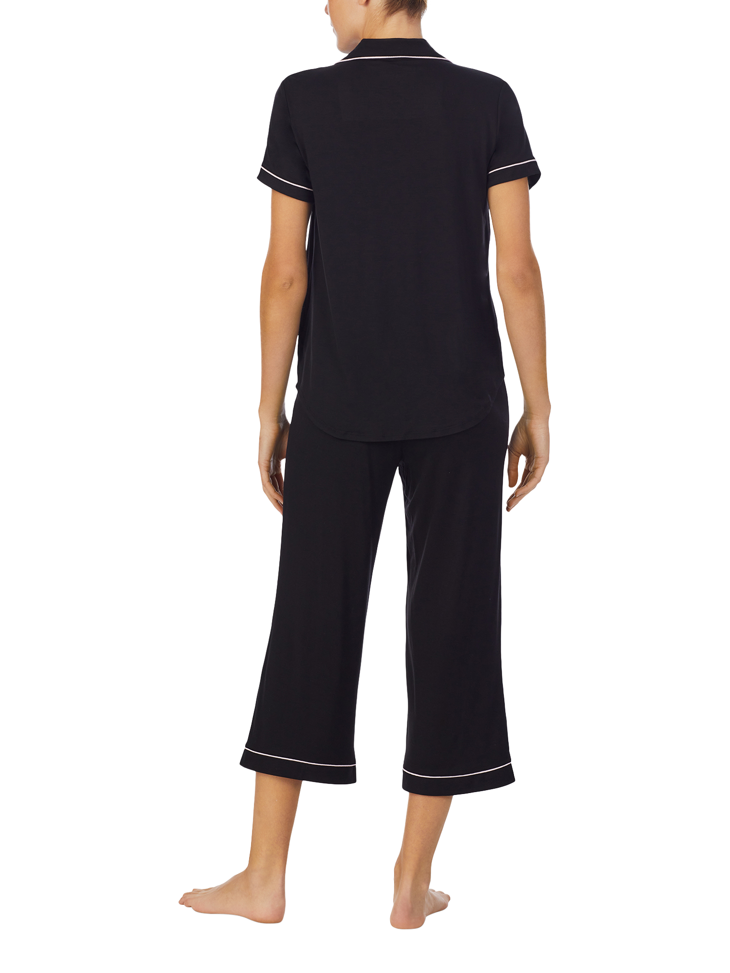 Product image 2 of 4, which shows kate spade new york Dream Button Through Cropped Pyjama Set, Black, XS