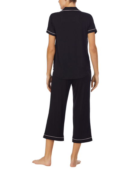 kate spade new york Dream Button Through Cropped Pyjama Set, Black - view 2, Black