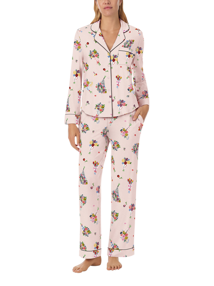 kate spade new york Whimsical Bouquets Long Pyjama Set, Pale Pink/Multi, Pale Pink/Multi