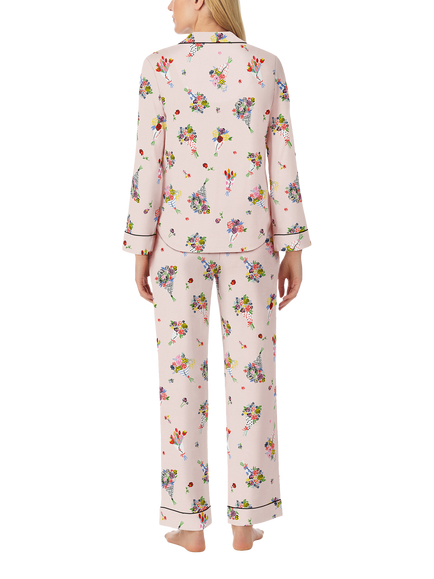 kate spade new york Whimsical Bouquets Long Pyjama Set, Pale Pink/Multi - view 2, Pale Pink/Multi