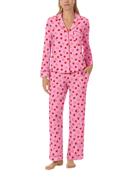kate spade new york Strawberries Long Pyjama Set, Pink/Multi, Pink/Multi