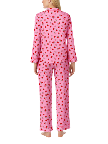 kate spade new york Strawberries Long Pyjama Set, Pink/Multi - view 2, Pink/Multi