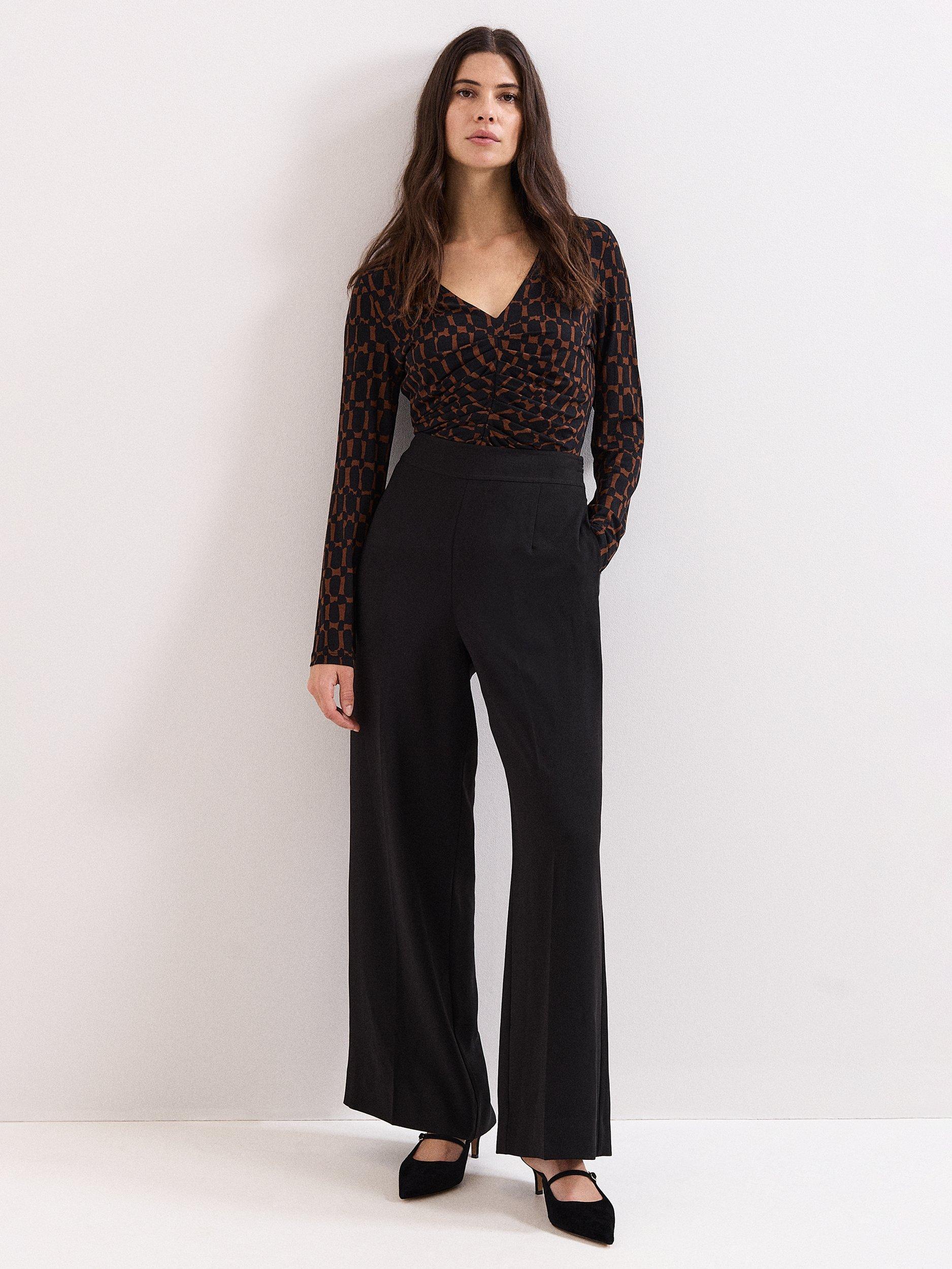 Product image 3 of 8, which shows Phase Eight Brooke Geometric Pleat Detail Top, Brown, 10