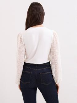 Phase Eight Palmer Sheer Sleeve Top, Ivory - view 2, Ivory