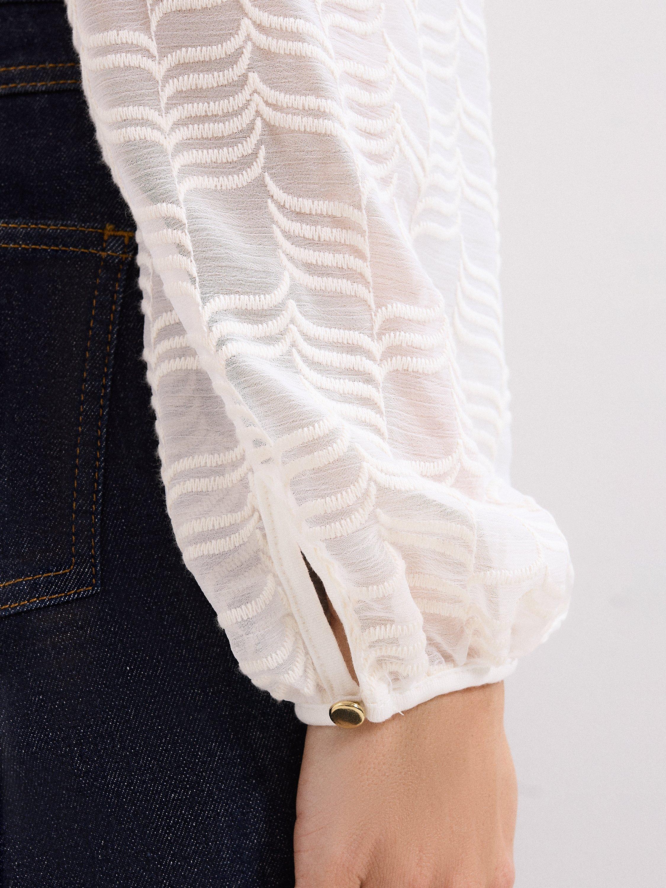 Product image 7 of 8, which shows Phase Eight Palmer Sheer Sleeve Top, Ivory, 8