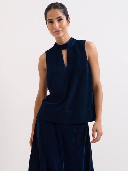 Phase Eight Eilish Sleeveless Halter Neck Blouse, Navy