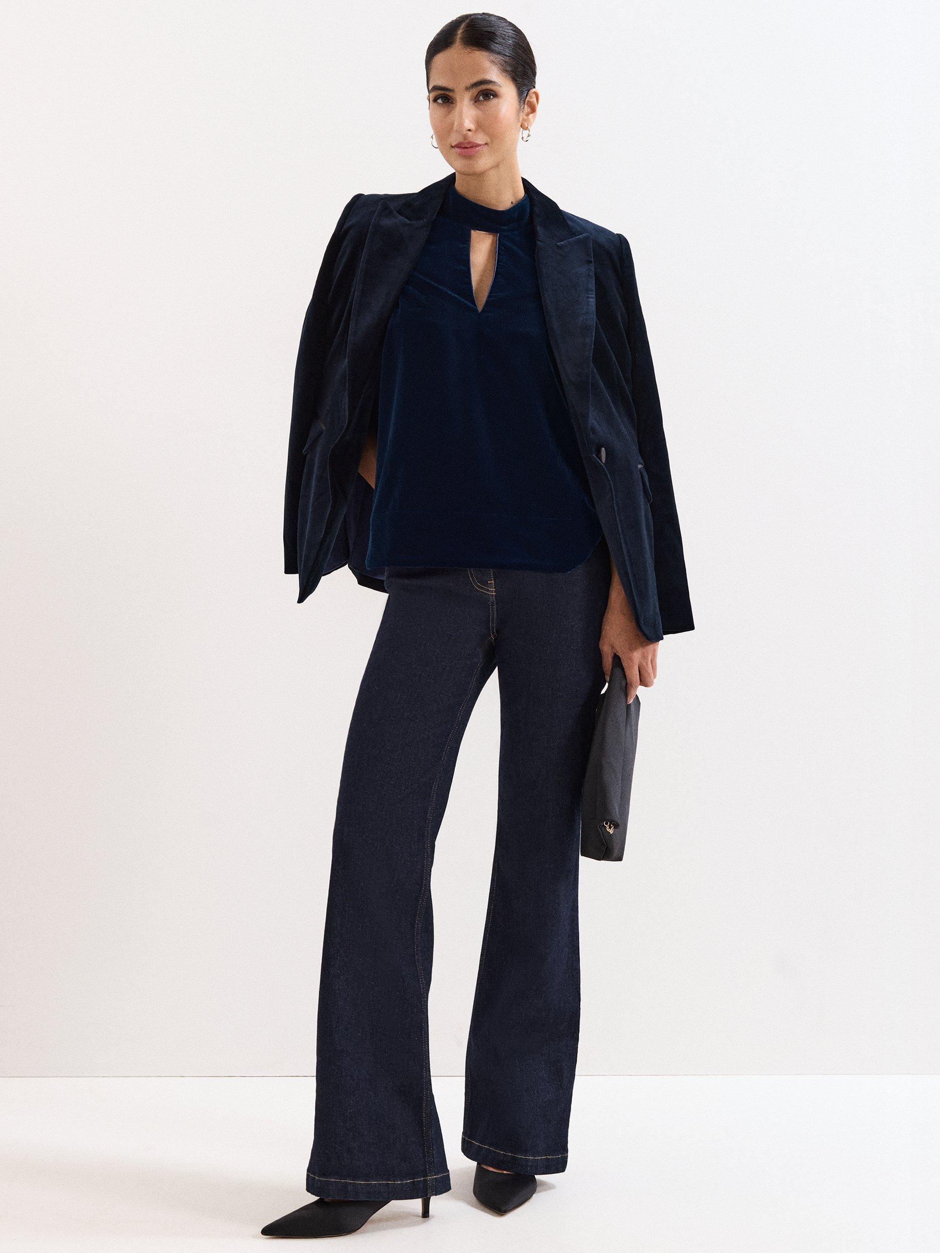 Product image 9 of 10, which shows Phase Eight Eilish Sleeveless Halter Neck Blouse, Navy, 8