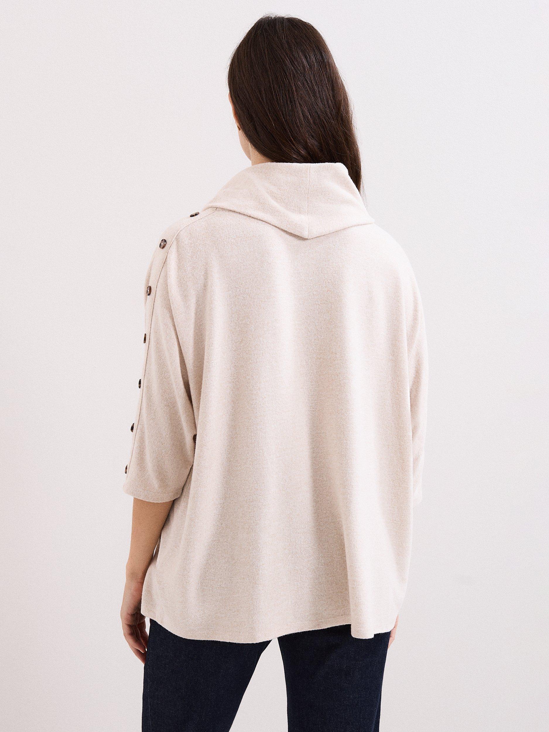 Product image 2 of 8, which shows Phase Eight Toni Button Sleeve Snuggle Top, Oatmeal, 8