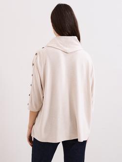 Phase Eight Toni Button Sleeve Snuggle Top, Oatmeal - view 2, Oatmeal